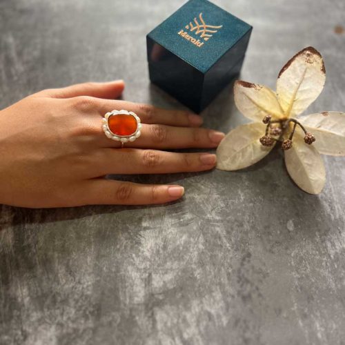 Carnelian with Rice Pearl Ring-2