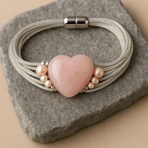 Pink Opal Heart Bracelet