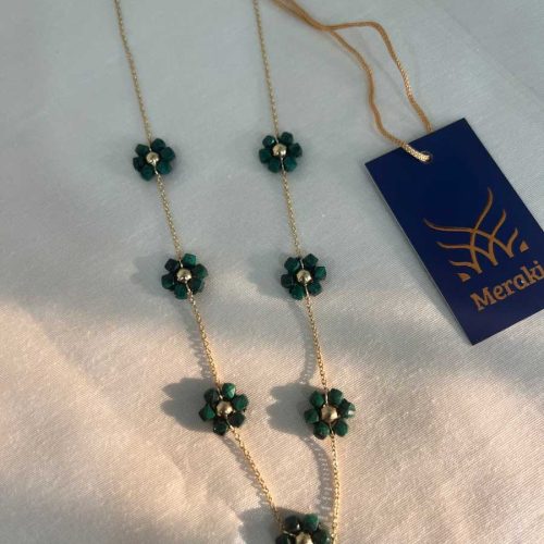 Malachite Gold Floral Necklace