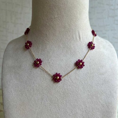 Ruby Gold Floral Necklace