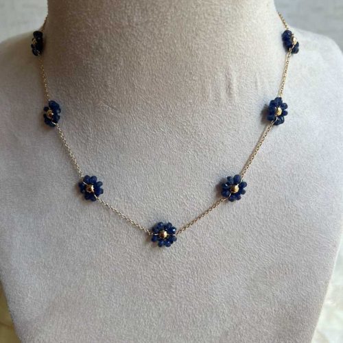 Tanzanite Gold Floral Necklace