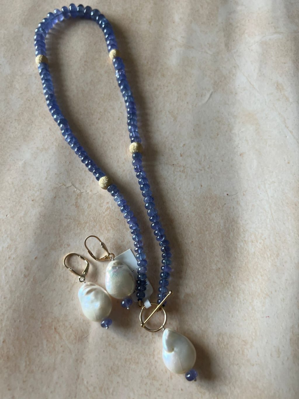 Tanzanite Baroque Pearl Necklace Set