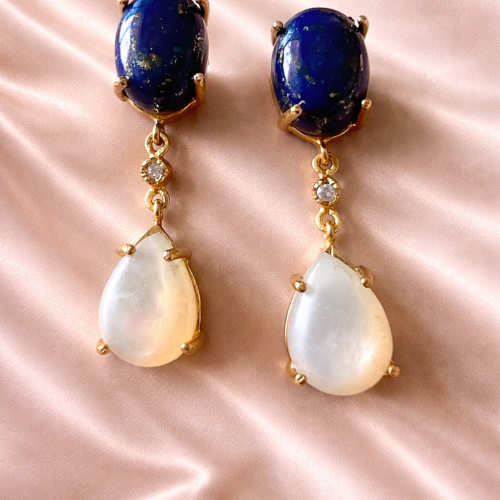 Chic Lapis Oval Earrings