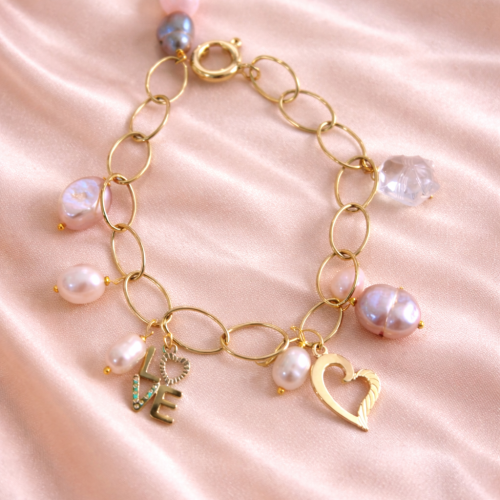 Golden Pearl Love Bracelet