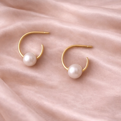 Crescent Pearl Earrings