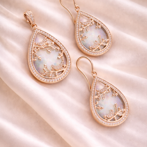 Rose Gold Mother of Pearl Pendant Set