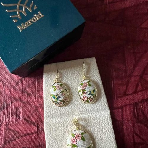 Dazzling Mother-of-Pearl And Enamel Pendant Set