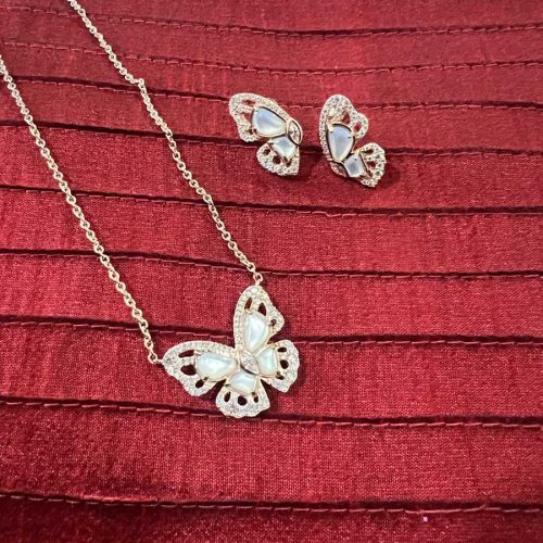 Rose gold Butterfly Pendant Set