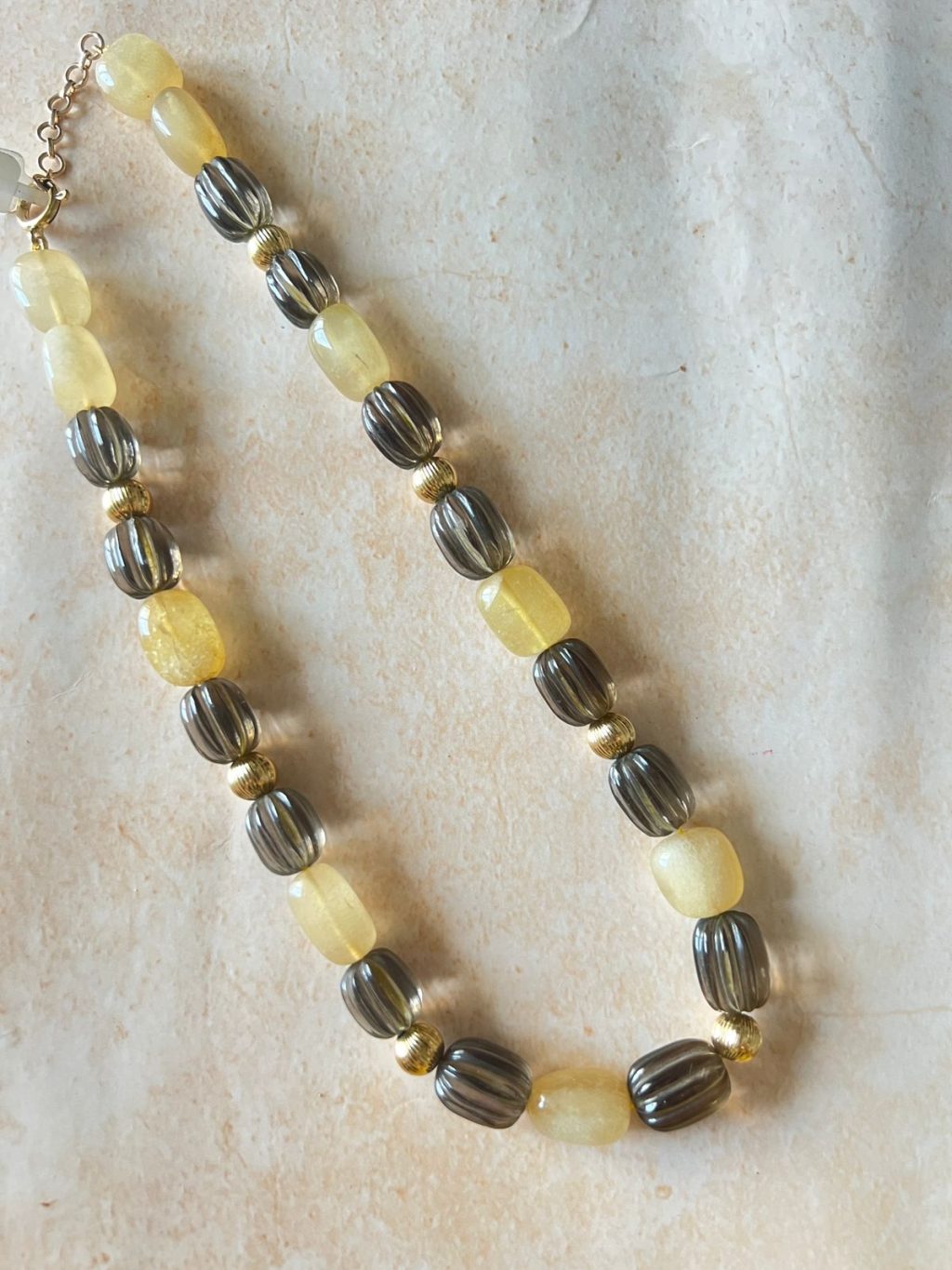 Smoky Quartz And Yellow Quartz Necklace