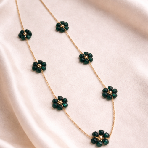 Malachite Gold Floral Necklace