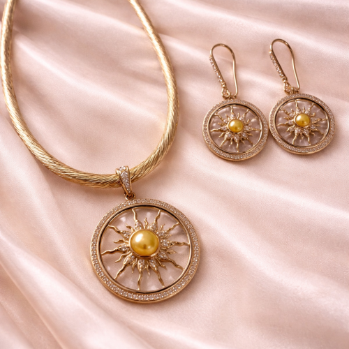 Mother of Pearl Sun Pendant Set