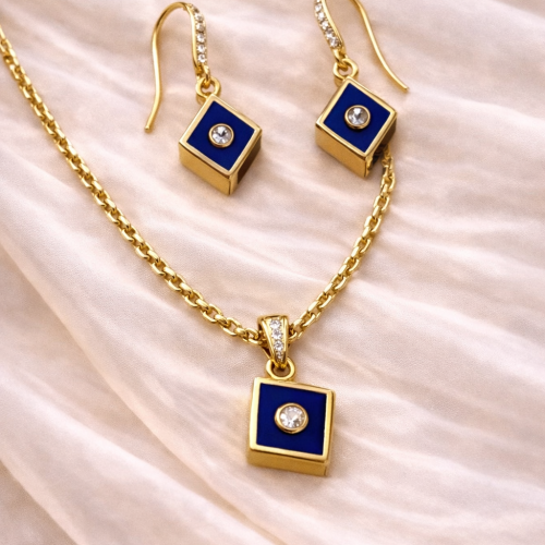 Lapis Gold Chain Pendant Set