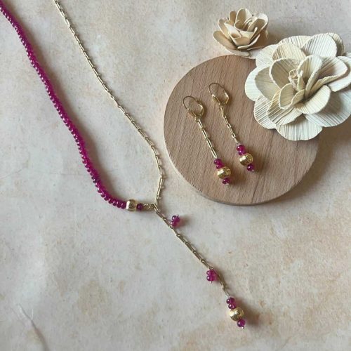 Ruby Gold Chain Necklace Set