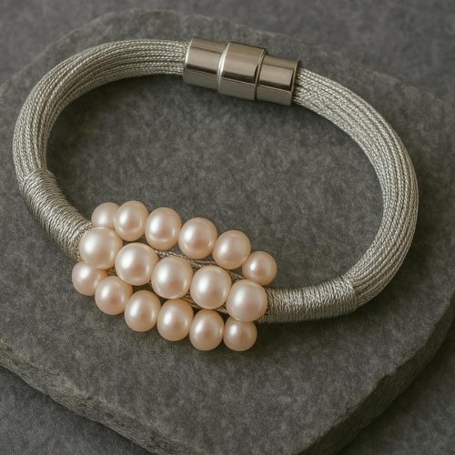 Silver Pearl Mash Bracelet