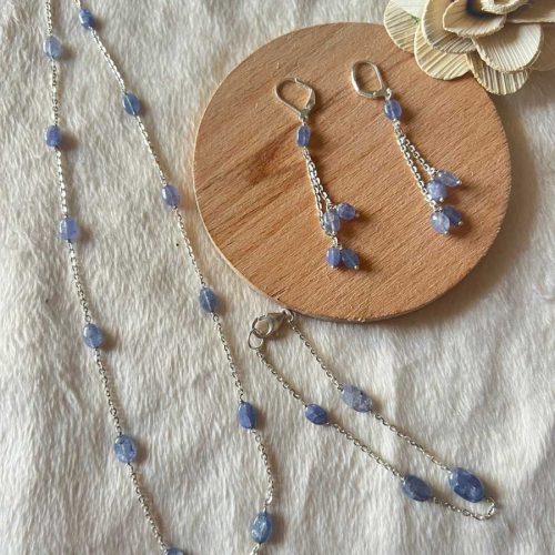 Tanzanite silver chain set