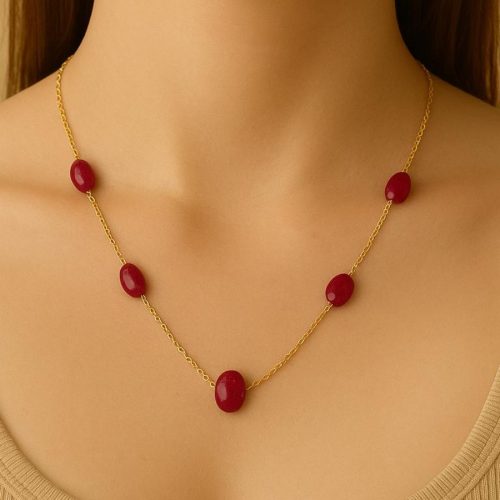 Ruby Gold Chain Necklace