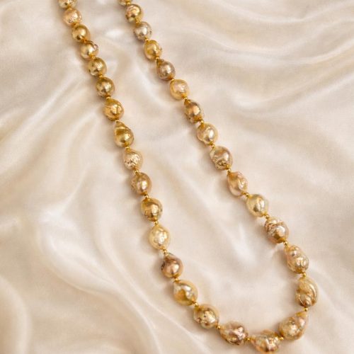 Uneven Golden Freshwater Pearl Necklace