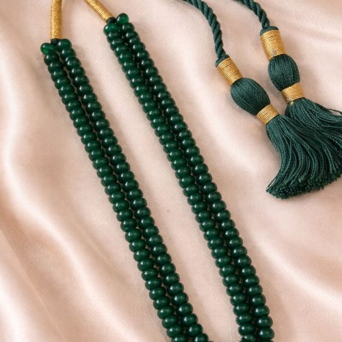 Green Jade Beaded Tassel Necklace