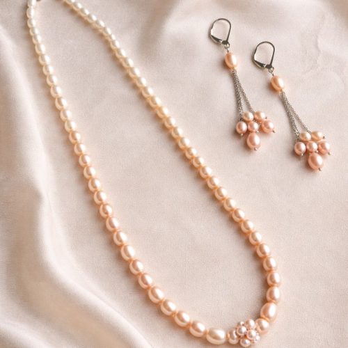Tricolour Pearl Drop Necklace Set