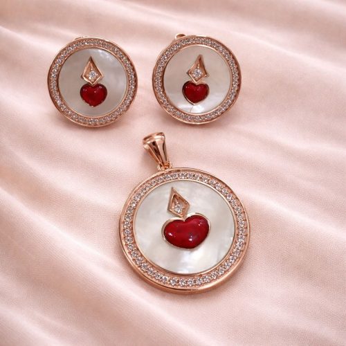 Mother of Pearl Rose Gold Pendant Set
