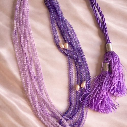 Shaded Amethyst Dori Necklace with Pearl Drops