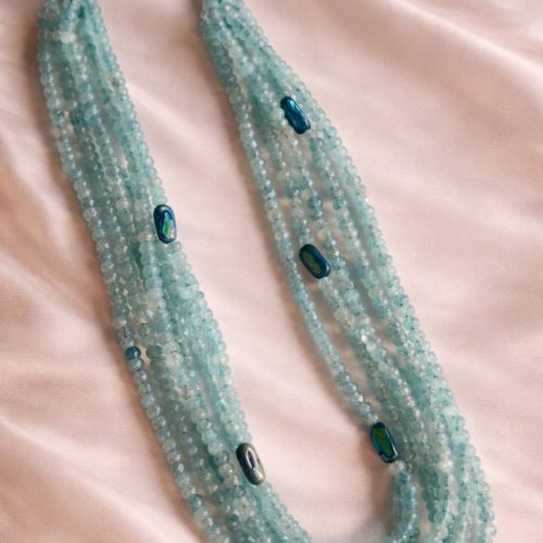 Blue Quartz Necklace with Labradorite Accent