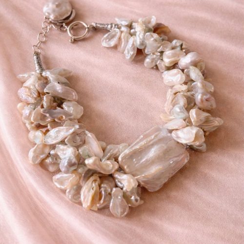 Square Pearl Chip Bracelet (Creamy Freshwater Pearls)