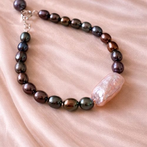 Brown Pearl Drop Bracelet