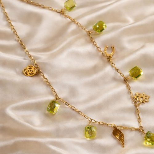 Italian Lemon Topaz Charm Chain Necklace