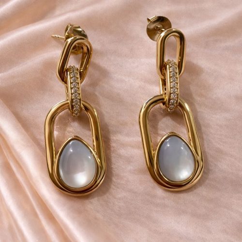 Italian Opal Link Drop Earrings