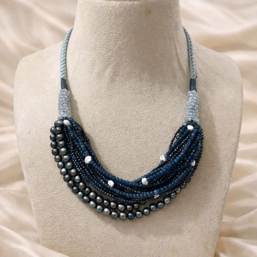 Blue Quartz & Pearl Convertible Dori Necklace