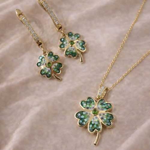 Green Enamelled Floral Italian Set