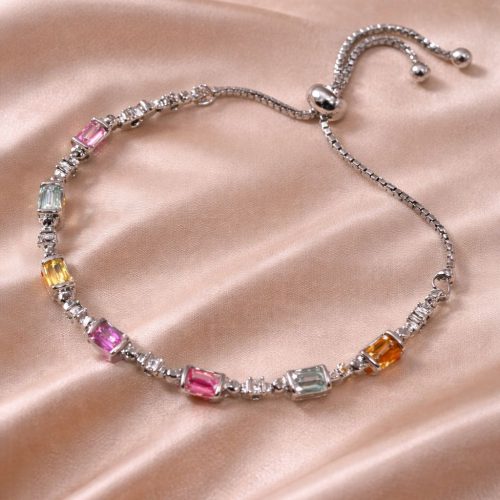 Silver Multi-Sapphire Bolo Bracelet