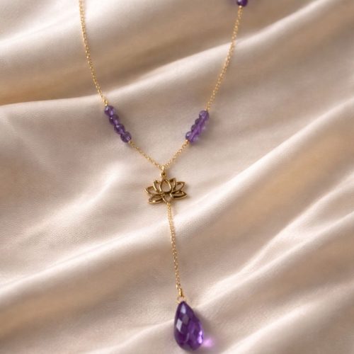 Amethyst Drop Tassel Necklace