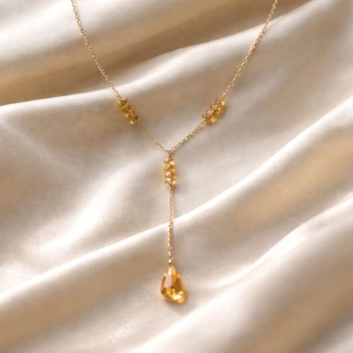 Citrine Drop Tassel Necklace