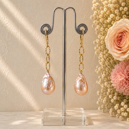 Baroque Pearl Chain Earrings