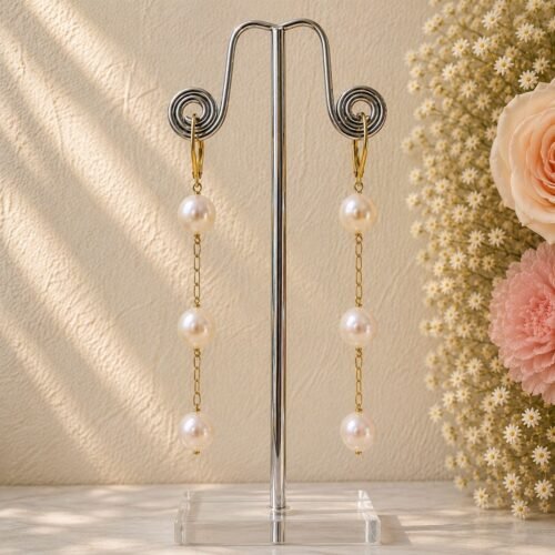 Triple Pearl Drop Earrings