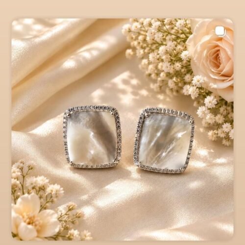Mother of Pearl Halo Stud Earrings