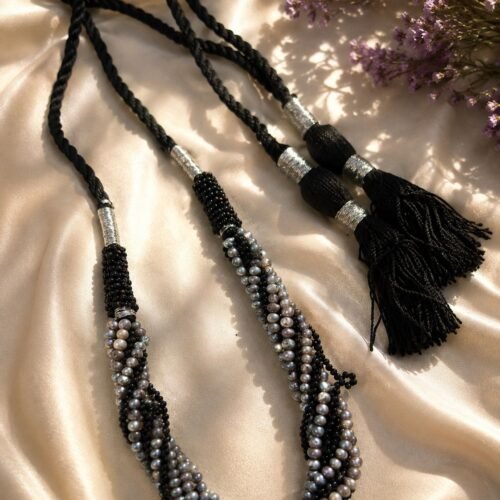 Oxidized Pearl & Black Spinel Convertible Necklace