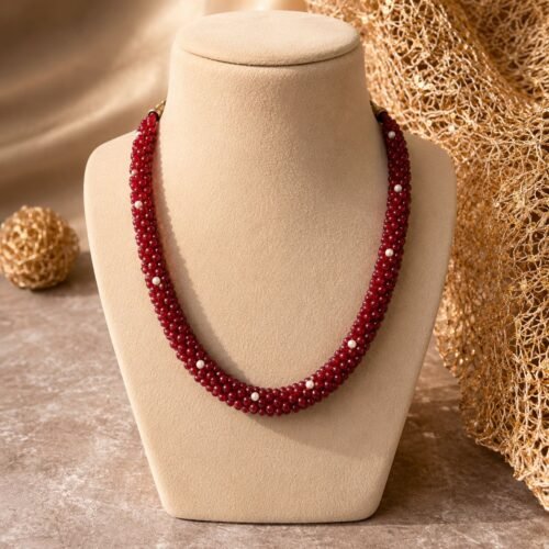 Red Quartz & Freshwater Pearl Necklace