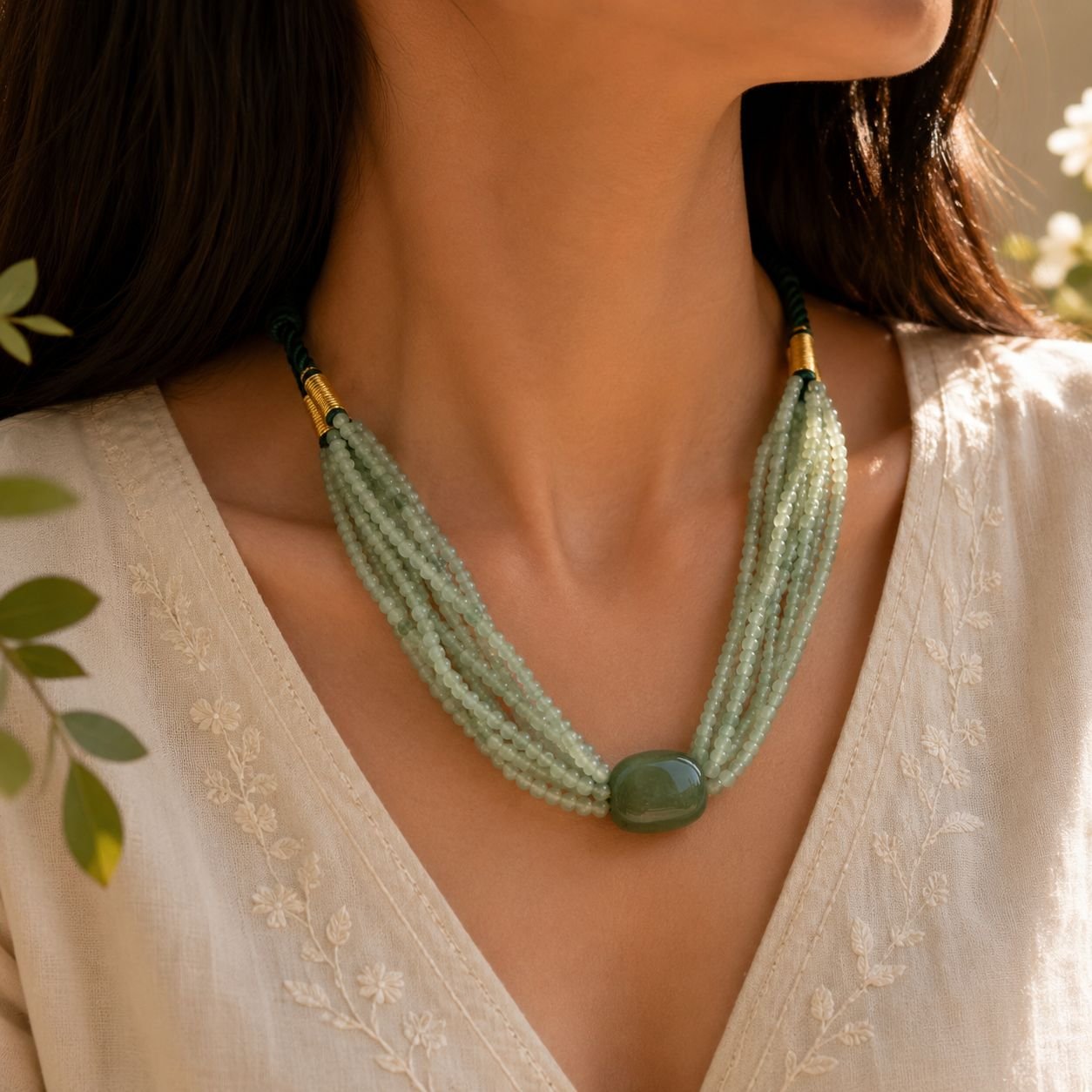 Green Quartz Multi-Layer Necklace - Image 2