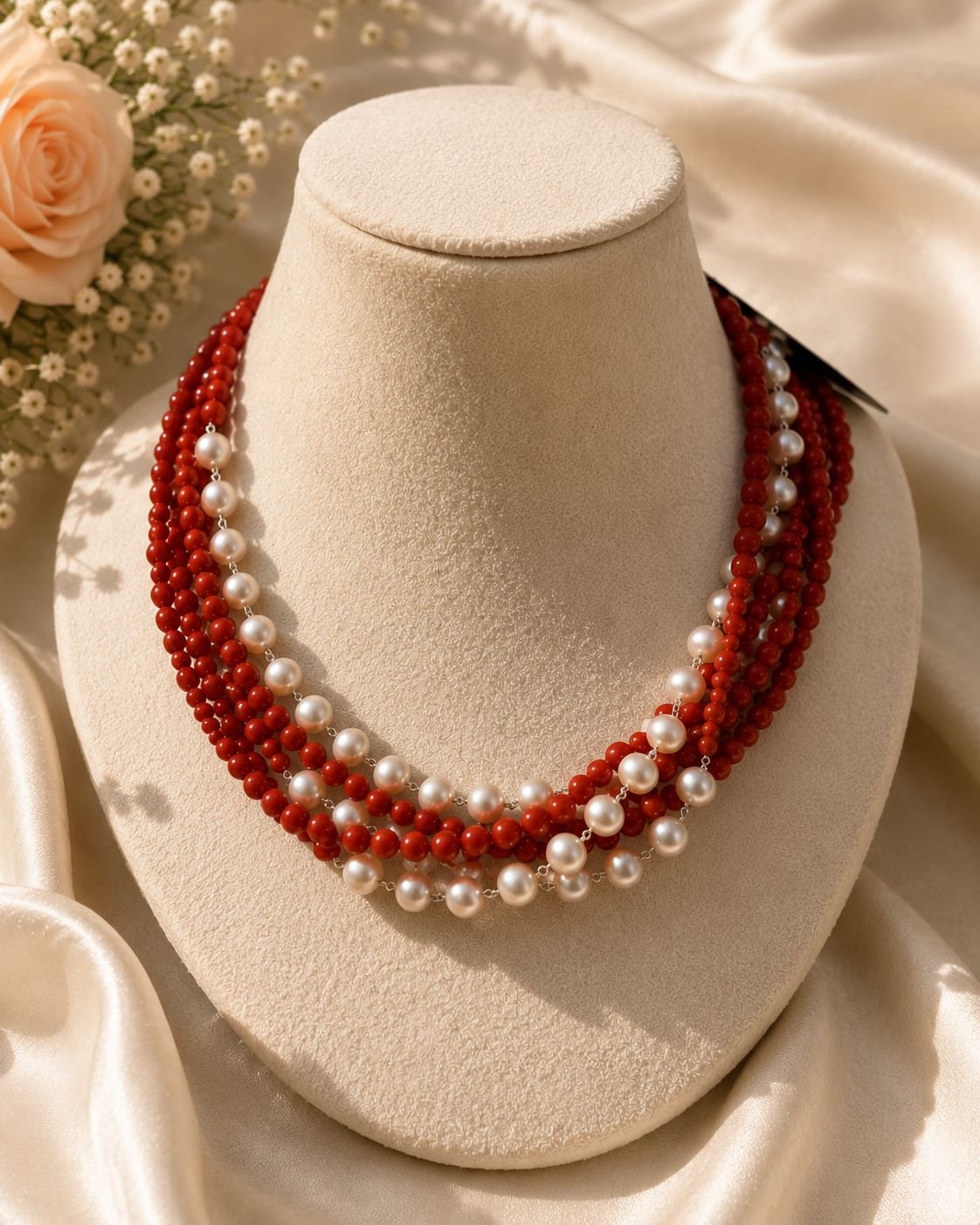 Coral & Freshwater Pearl Multi-Layer Necklace
