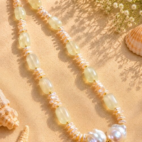 Moonstone & Baroque Pearl Necklace