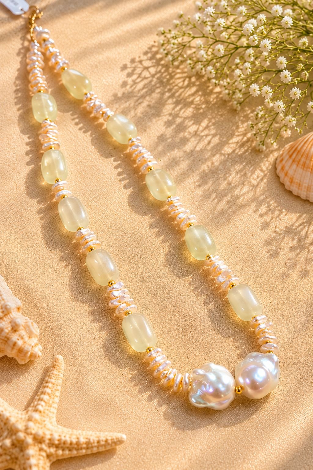 Moonstone & Baroque Pearl Necklace