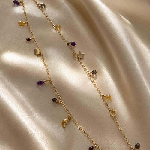 Celestial Gemstone Charm Necklace