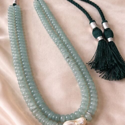 Blue Onyx & Baroque Pearl Statement Necklace