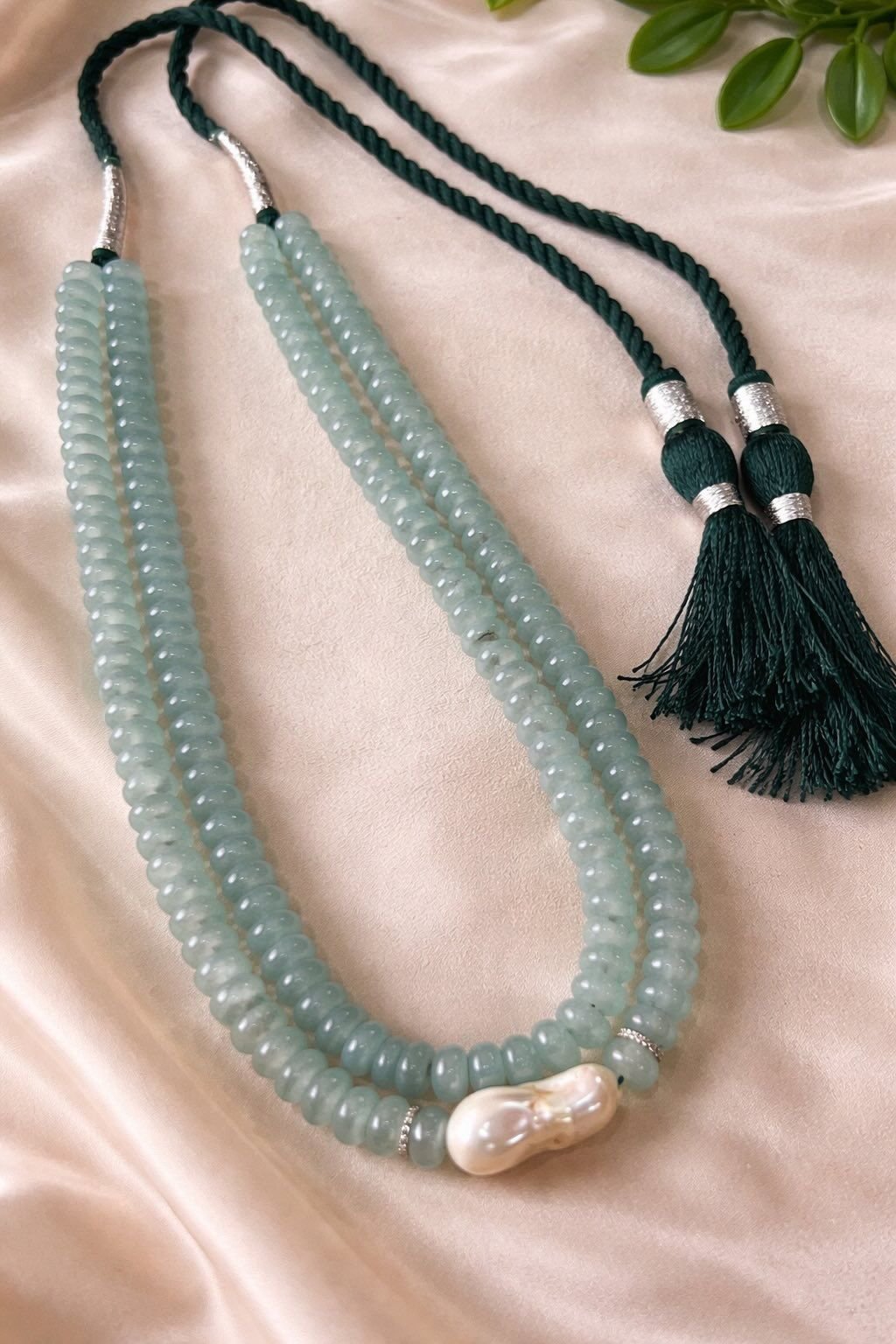 Blue Onyx & Baroque Pearl Statement Necklace