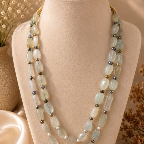 Blue Onyx & Freshwater Pearl Layered Necklace