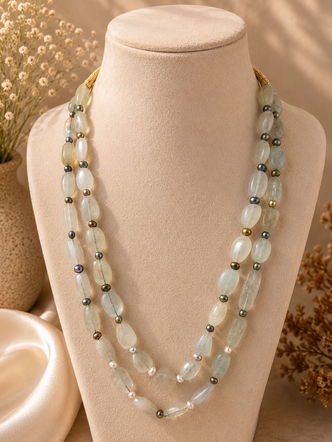 Blue Onyx & Freshwater Pearl Layered Necklace