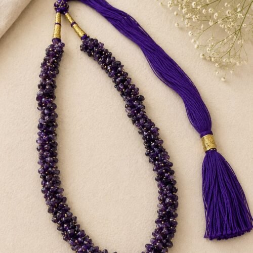 Amethyst Chips Necklace with Golden Accents